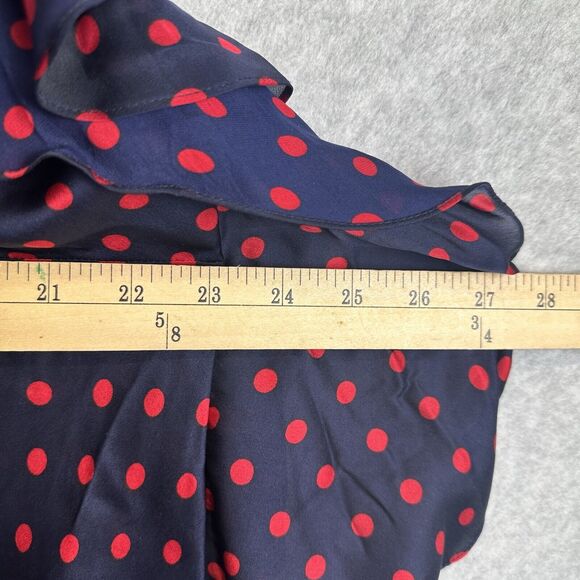 Ralph Lauren Womens Plus 2X Polka Dot Blouse Top Shirt Sleeveless Blue Red Sheer - Picture 6 of 10